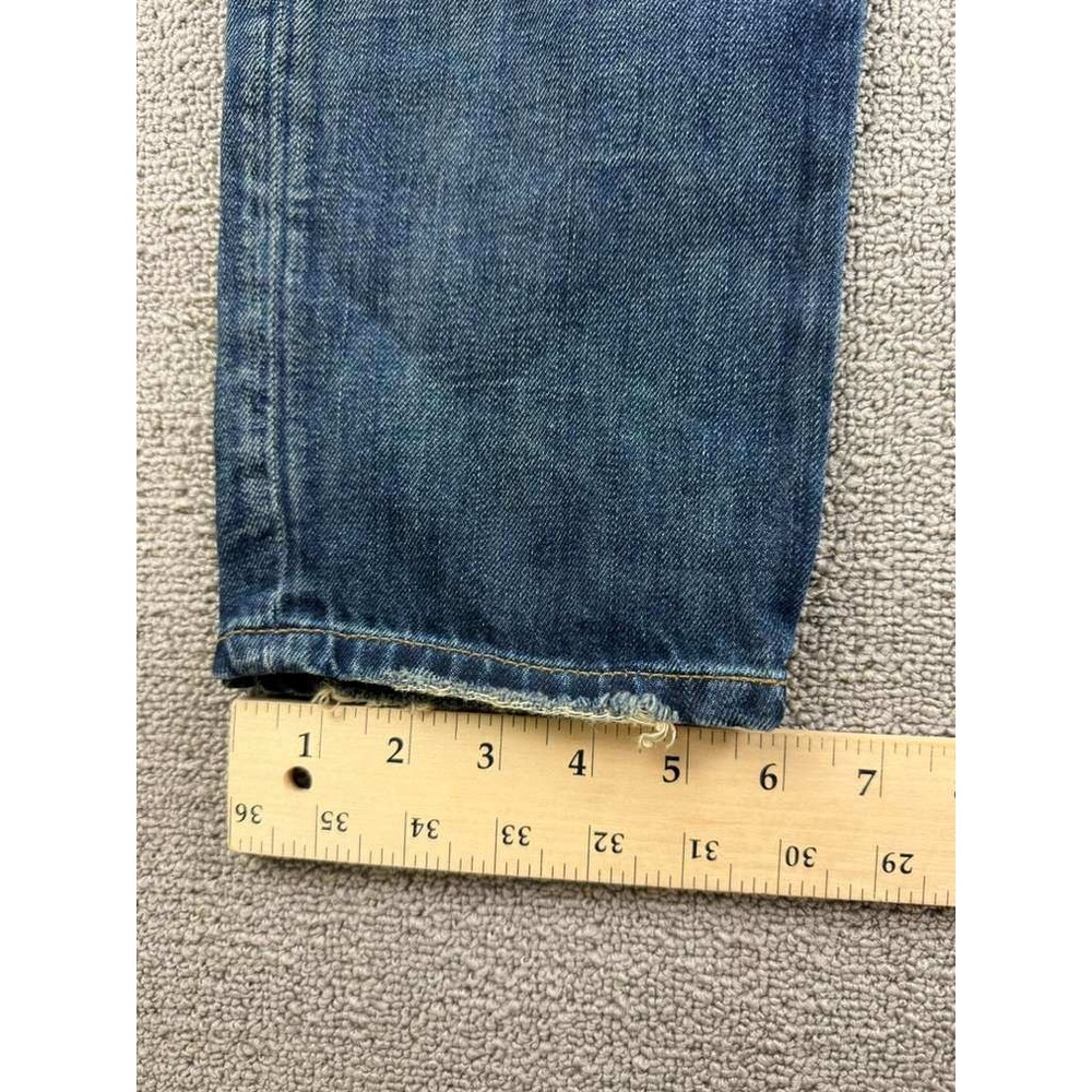 Lauren Ralph Lauren Jeans Women 00 Relaxed Taper Patchwork Blue Plaid Lace Denim - Picture 7 of 11